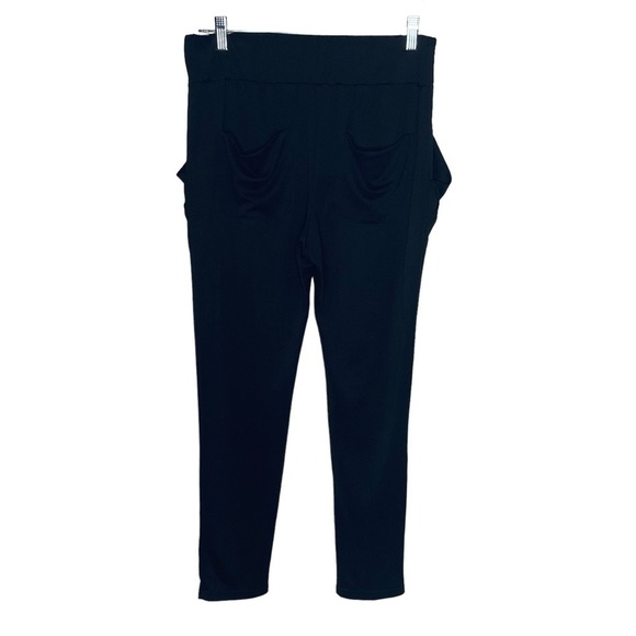 𝅺free People sz Small Black Pull On Pleated Ankle Leggings - Picture 2 of 10